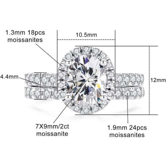 Moissanite Engagement Ring Oval Cut GRA Certified Wedding Anniversary 18K 925 - Picture 8 of 14